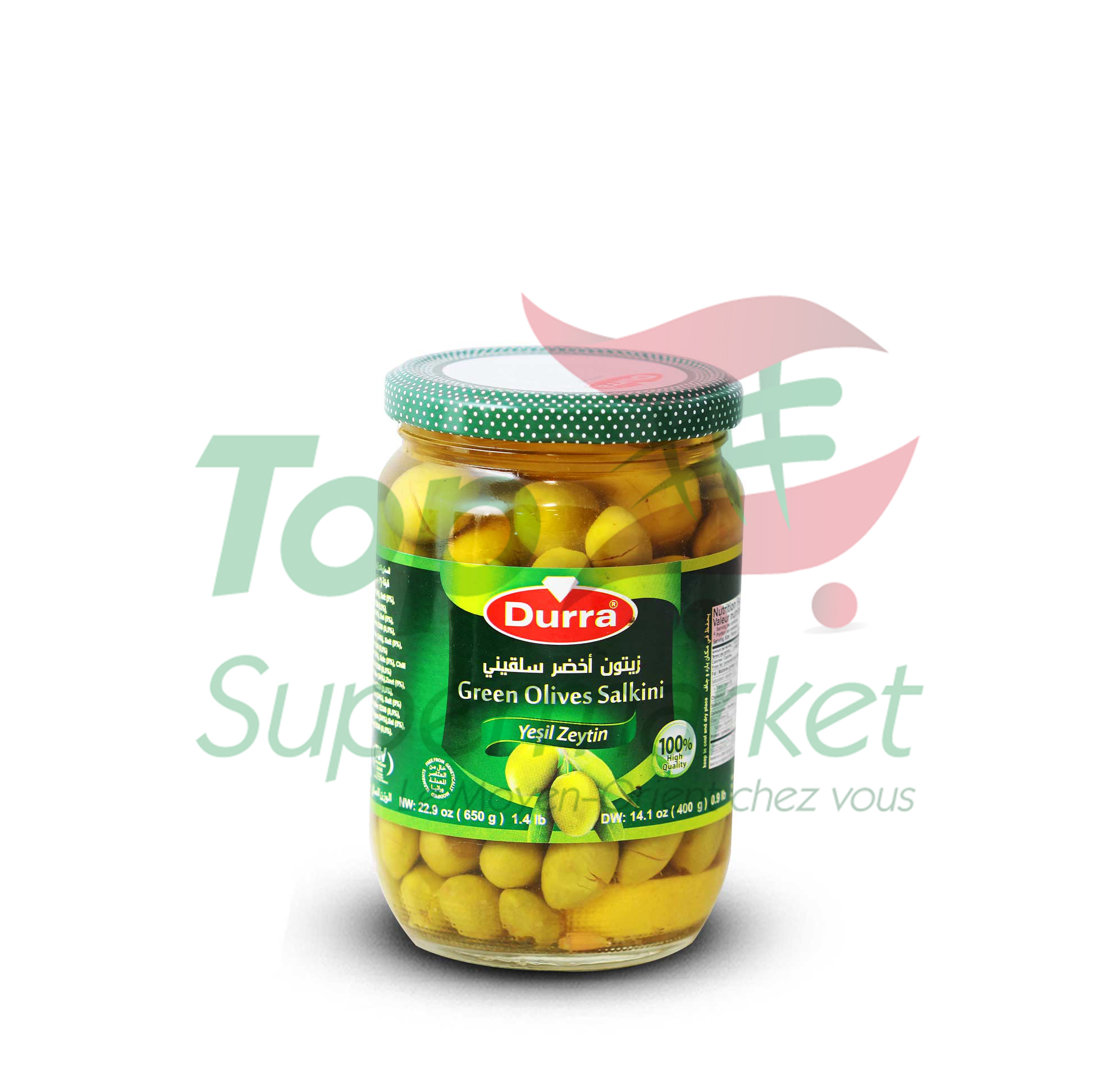 Durra olives vertes Salkini 650gr